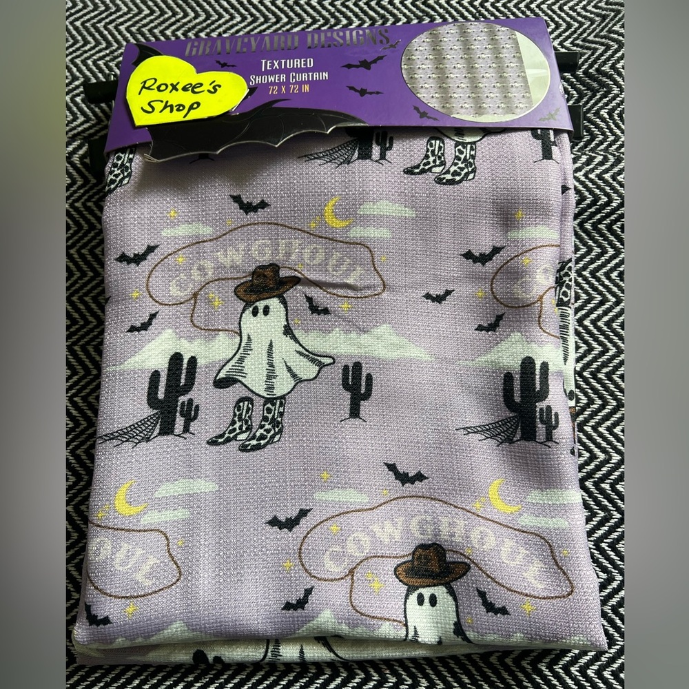 Halloween cowghoul ghost western fabric shower curtain